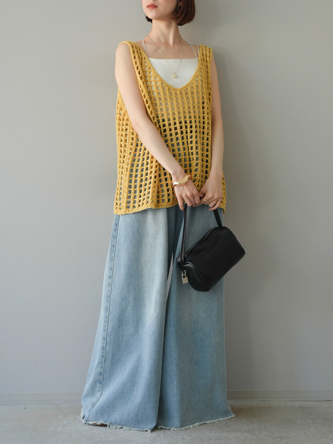 【預購】流蘇高腰寬牛仔褲/淺藍