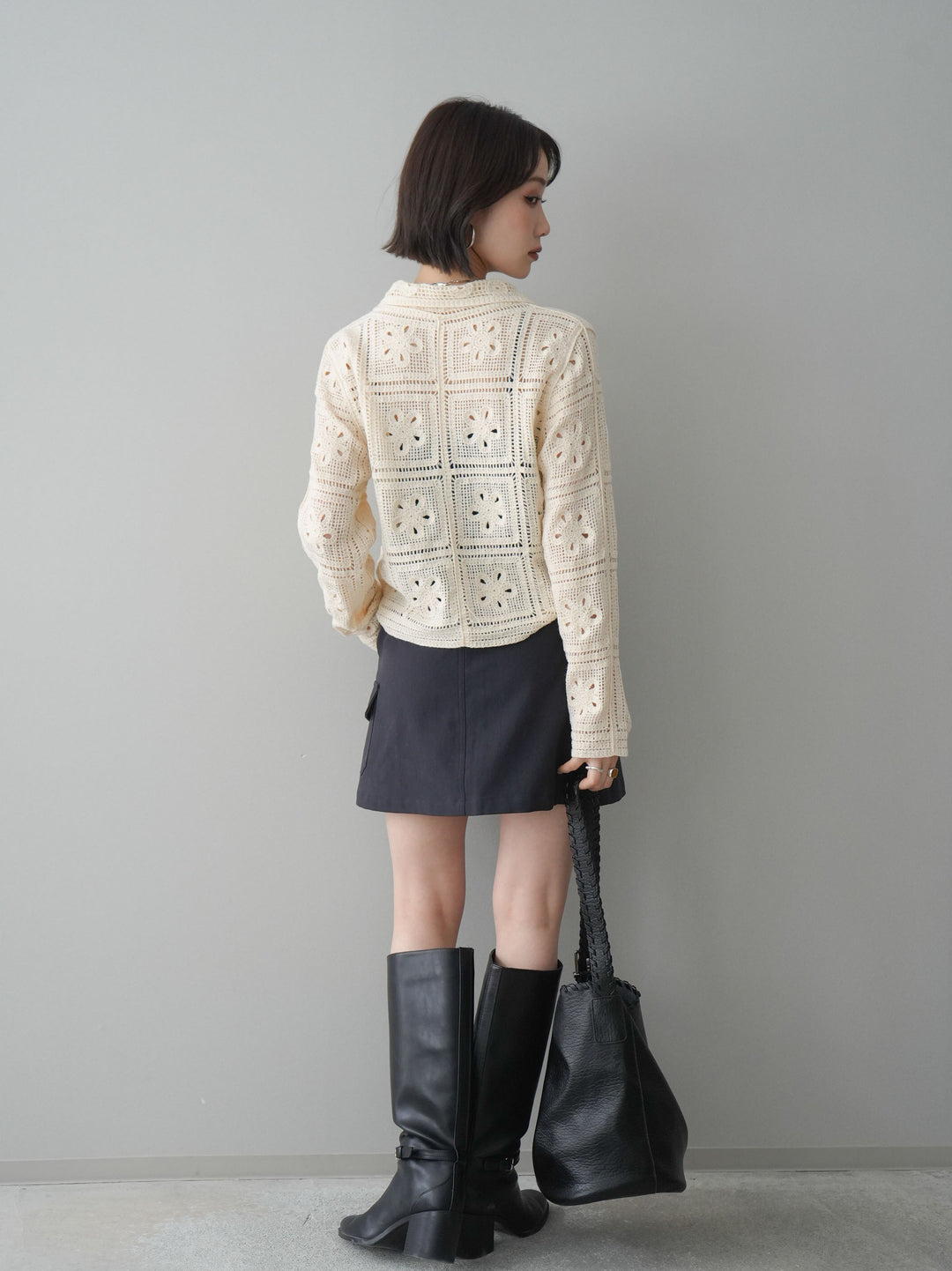 [予約]ベルト付カーゴミニスカート/black