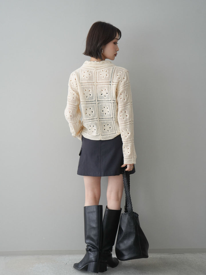 [予約]ベルト付カーゴミニスカート/black