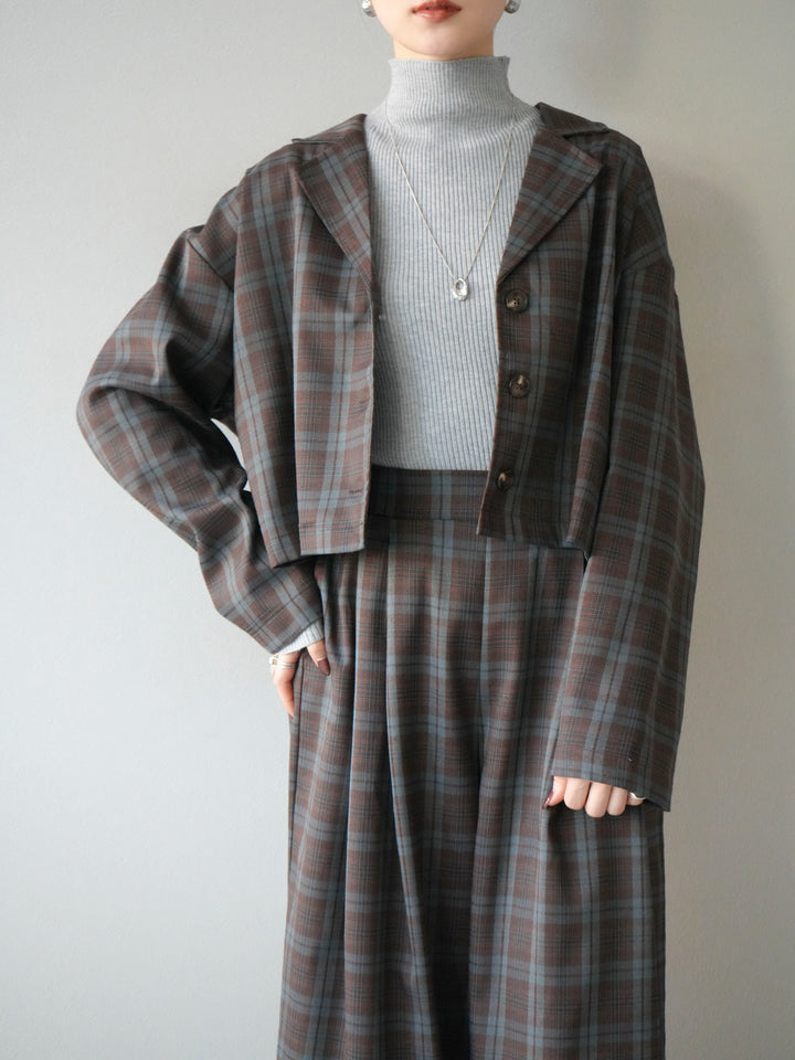 [SET] 格紋短外套+格紋休閒褲（2件組）