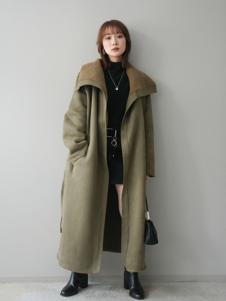 [予約]ウールタッチベルト付ミニスカート/black