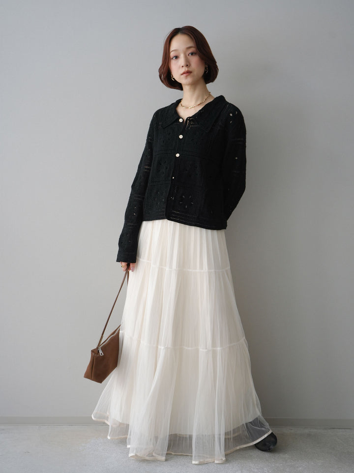 [SET]ラメプリーツレイヤードチュールロングスカート+ラメプリーツレイヤードチュールロングスカート(2set)
