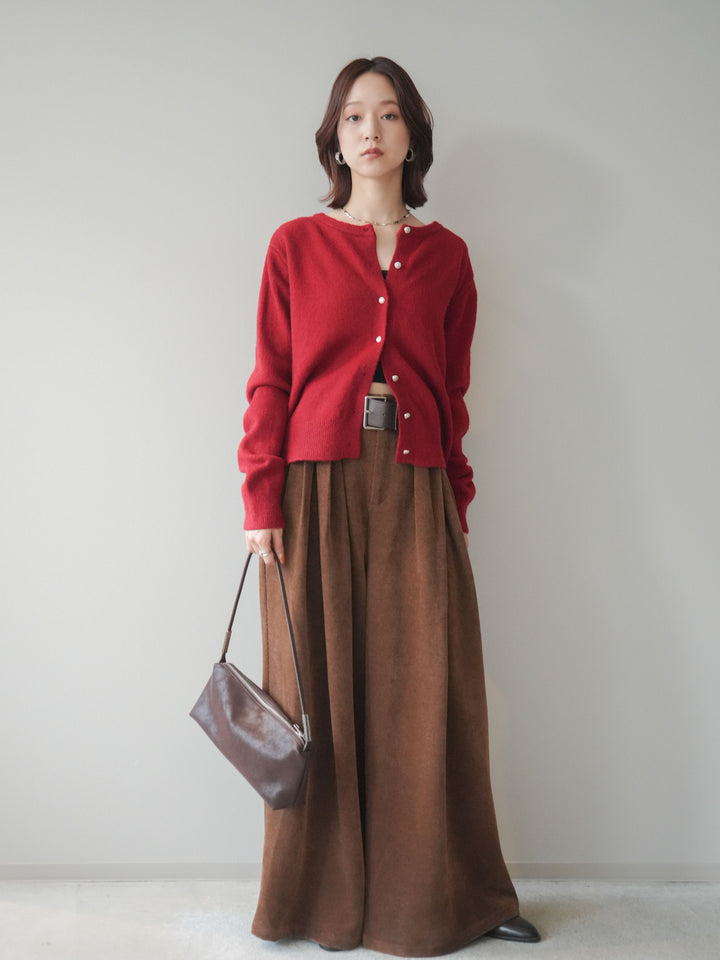 [予約]ベルトデザインループコールテンワイドパンツ(ベルト付き)/camel