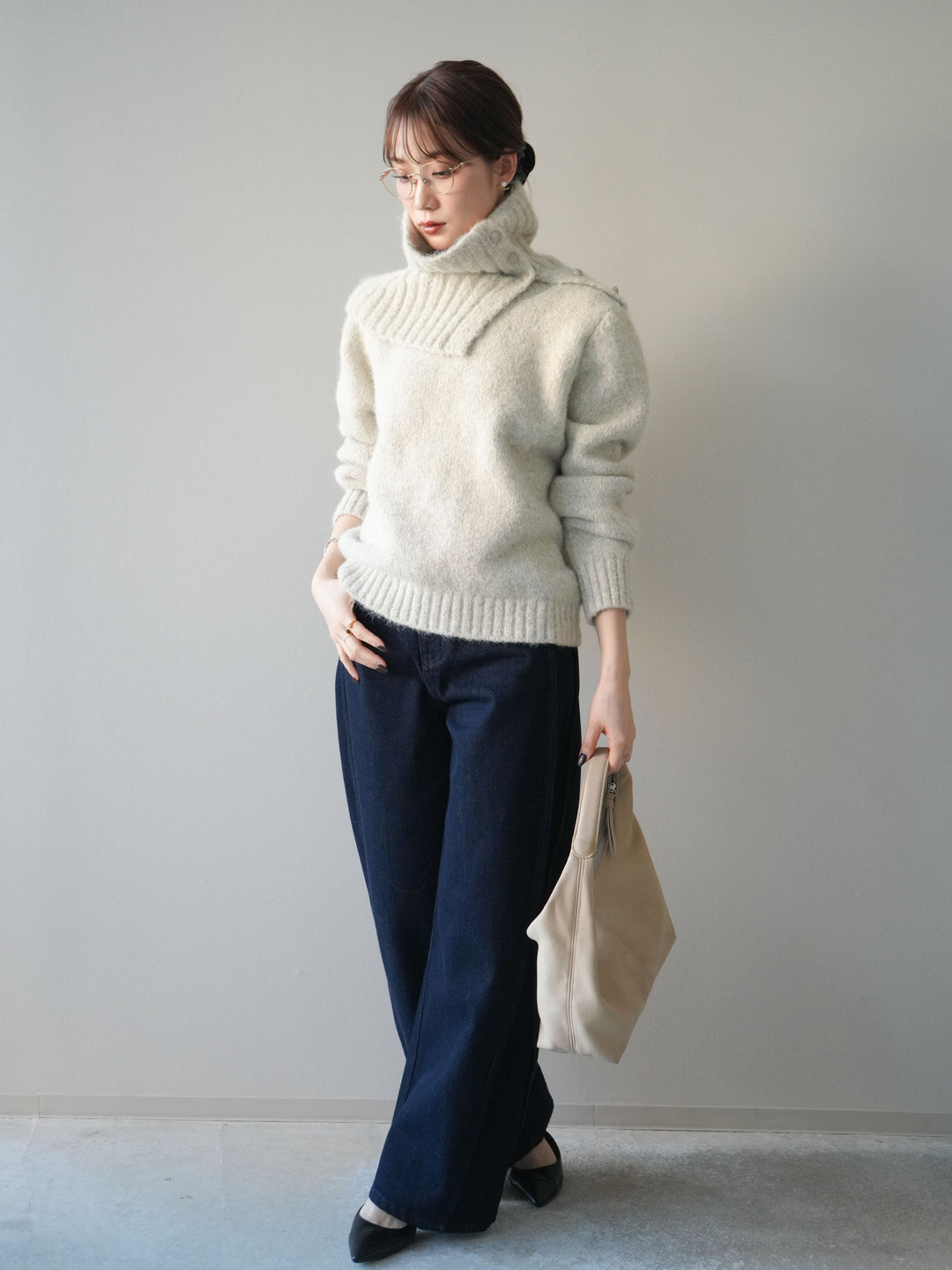 [予約]バレルレッグデニムパンツ/navy