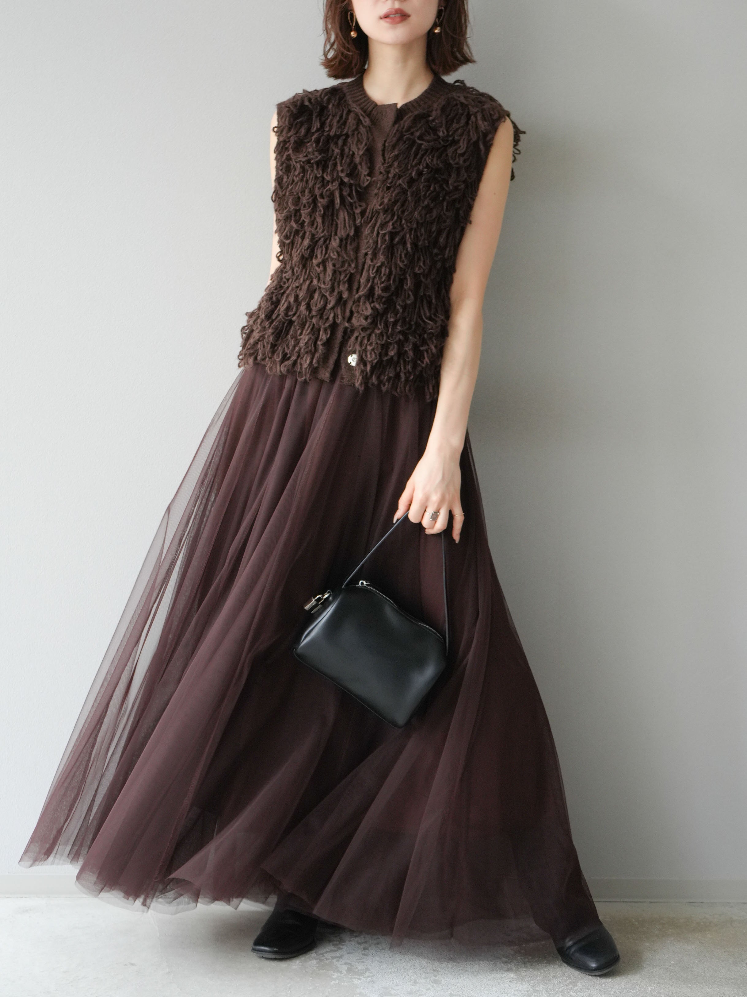 予約]チュールボリュームスカート/ブラウン – Lumier