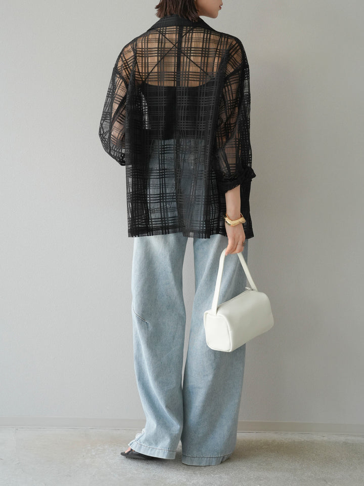 【預購】Line蕾絲牛仔褲/淺藍