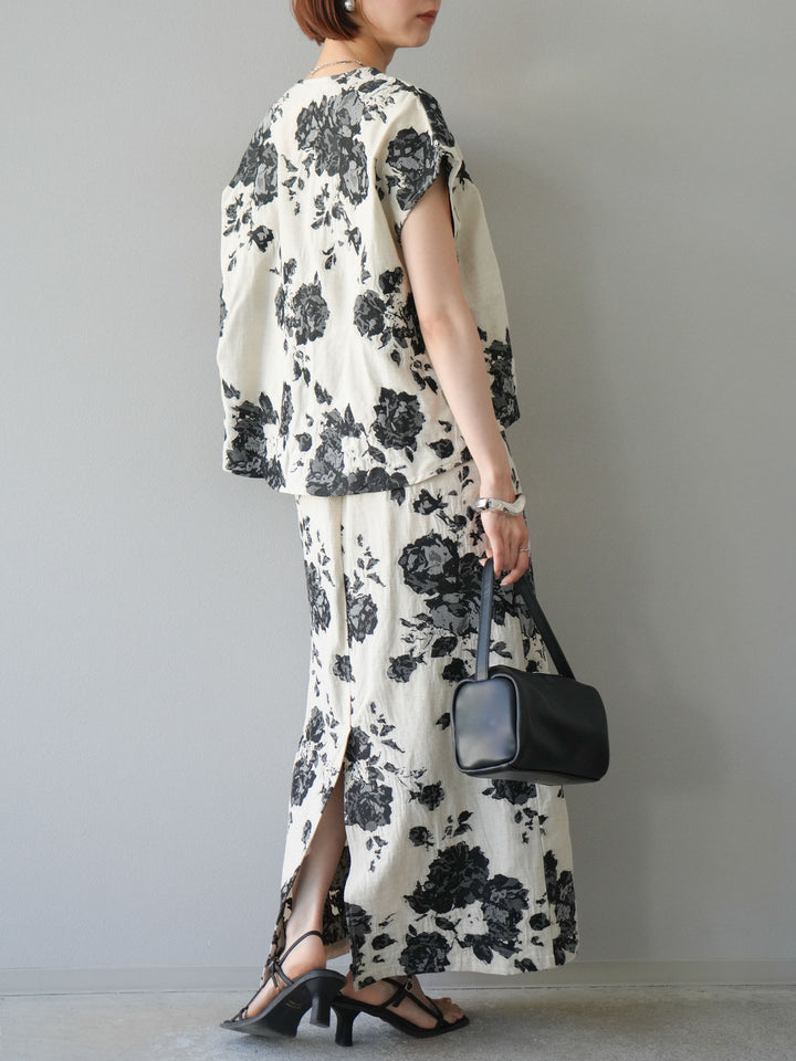 [予約]ジャガードIラインスカート/ブラック