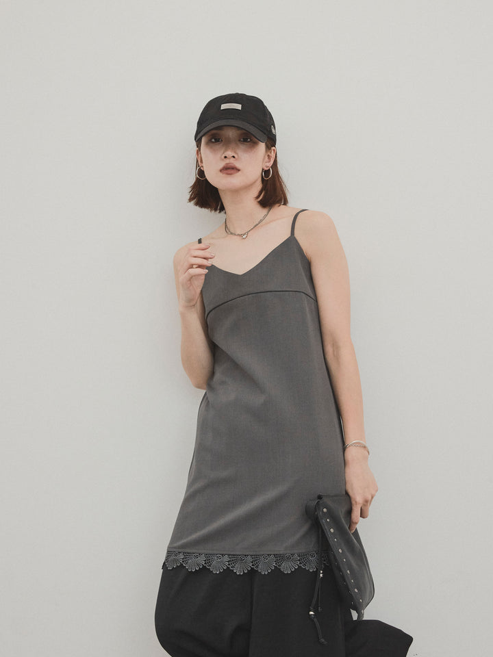 [SET]裾レース切替キャミミニワンピース+裾レース切替キャミミニワンピース(2set)