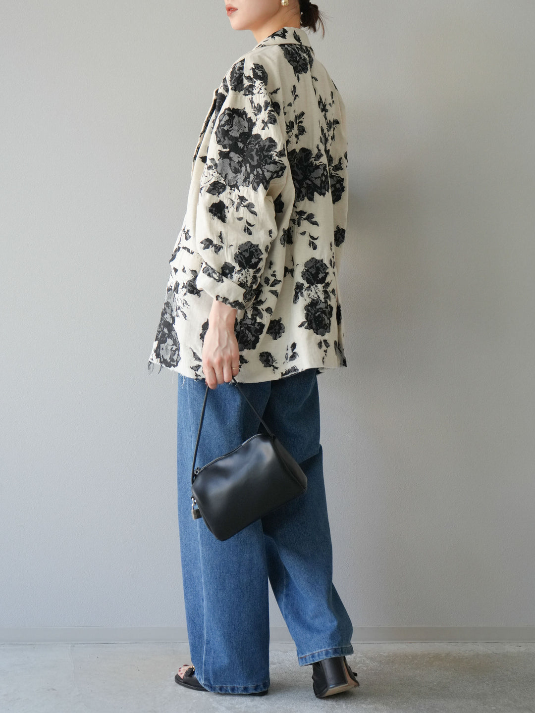 [予約]センターシームラップデザインストレートデニム/ブルー