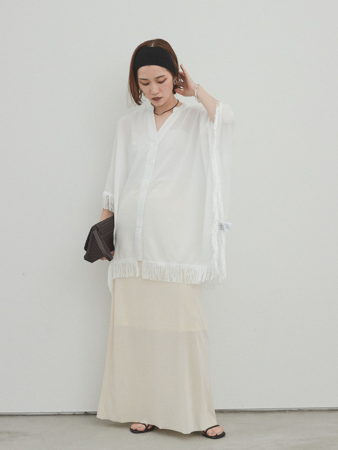 [SET] 方形流蘇斗篷襯衫 + 天鵝絨短裙 (2set)