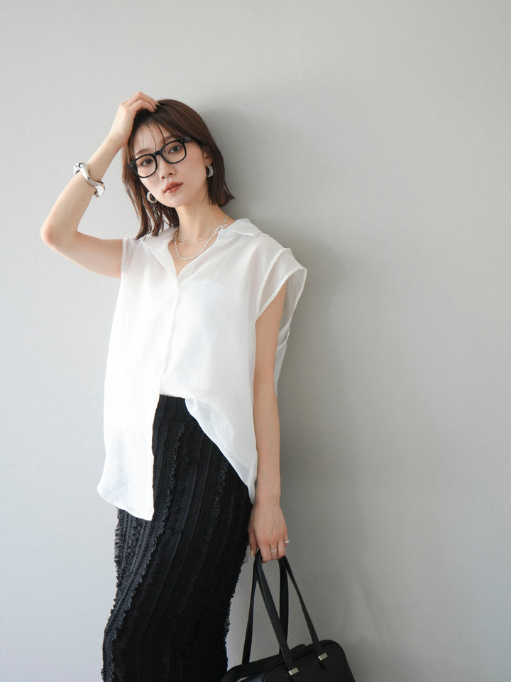 [SET] 硬紗層疊透視襯衫 + 硬紗層疊透視襯衫 (2set)