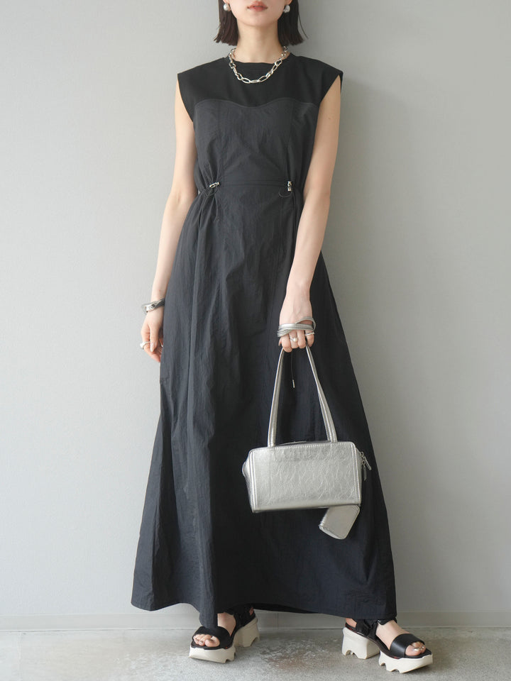 [SET] 剪裁對接尼龍洋裝 + 可選飾品套裝 (2 套)