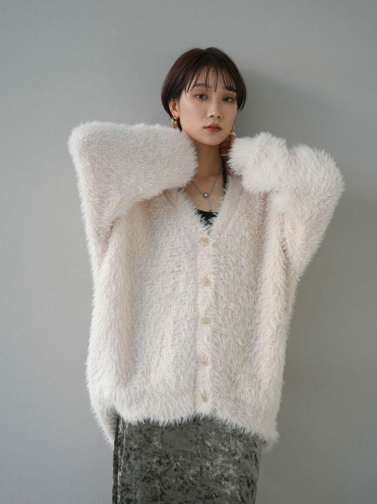 Pre-order] Soft shaggy knit cardigan/ivory – Lumier