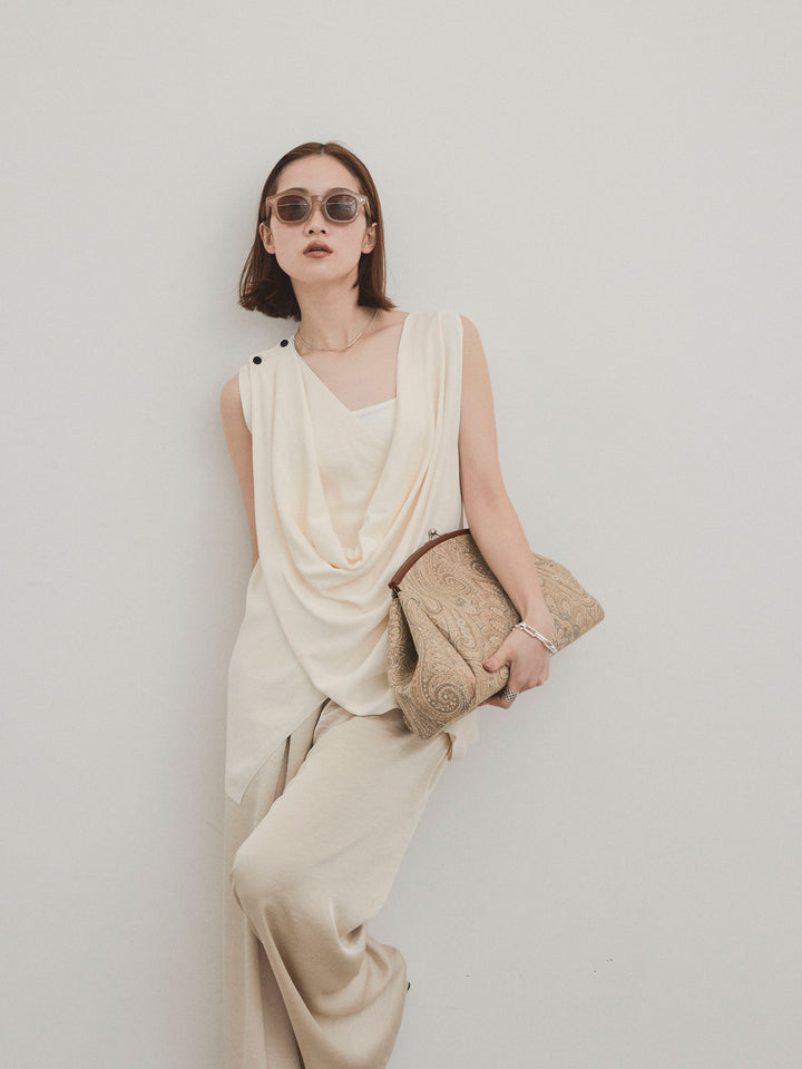 [SET]ドライタッチドレープニットプルオーバー+サテンイージーパンツ(2set)