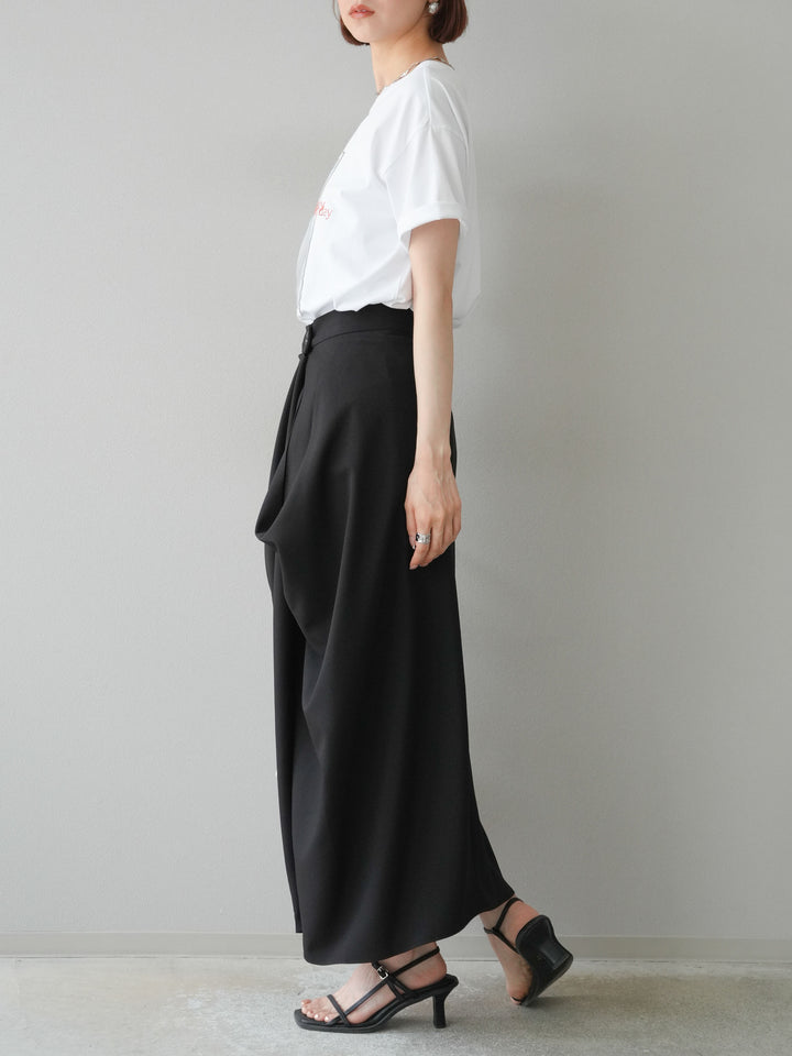 [予約]ドレープデザインスカート/ブラック