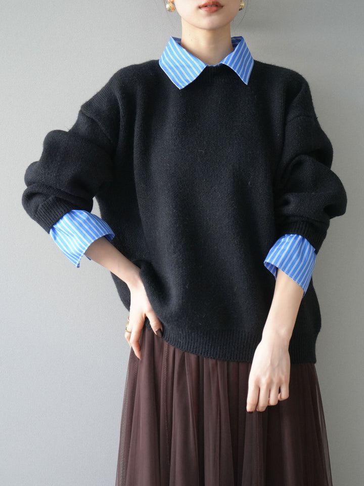 [予約]2WAY襟ニットプルオーバー/black