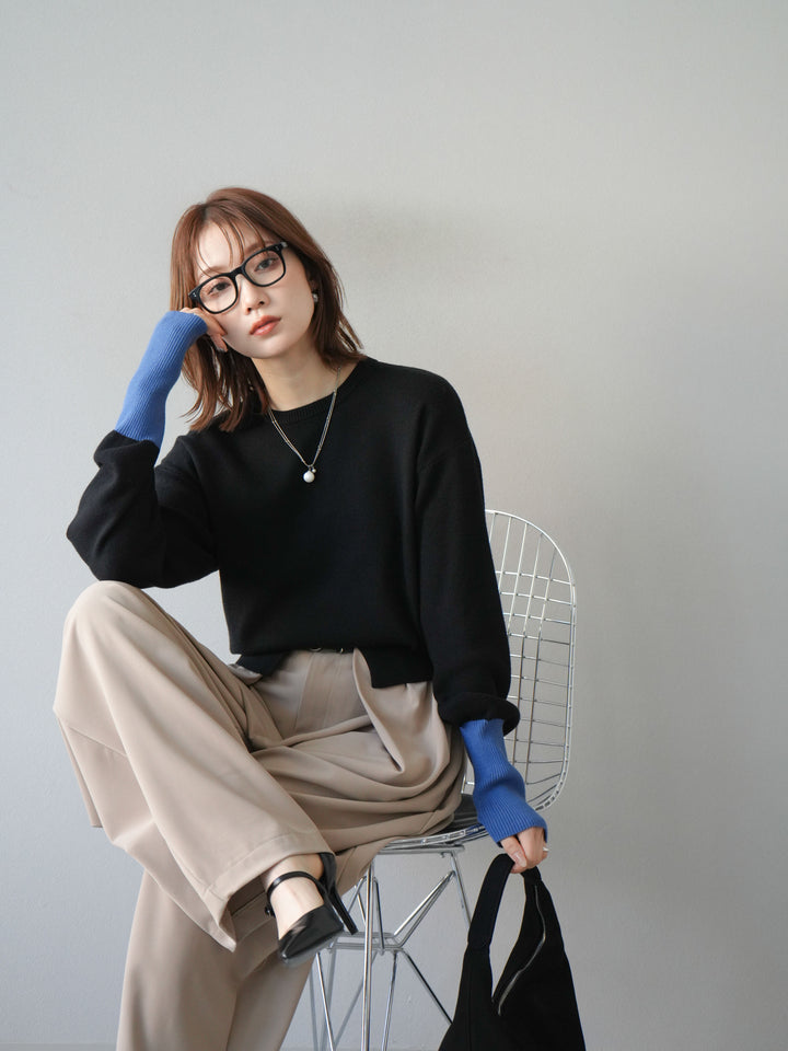 [予約]ベルト付タックワイドパンツ/ベージュ