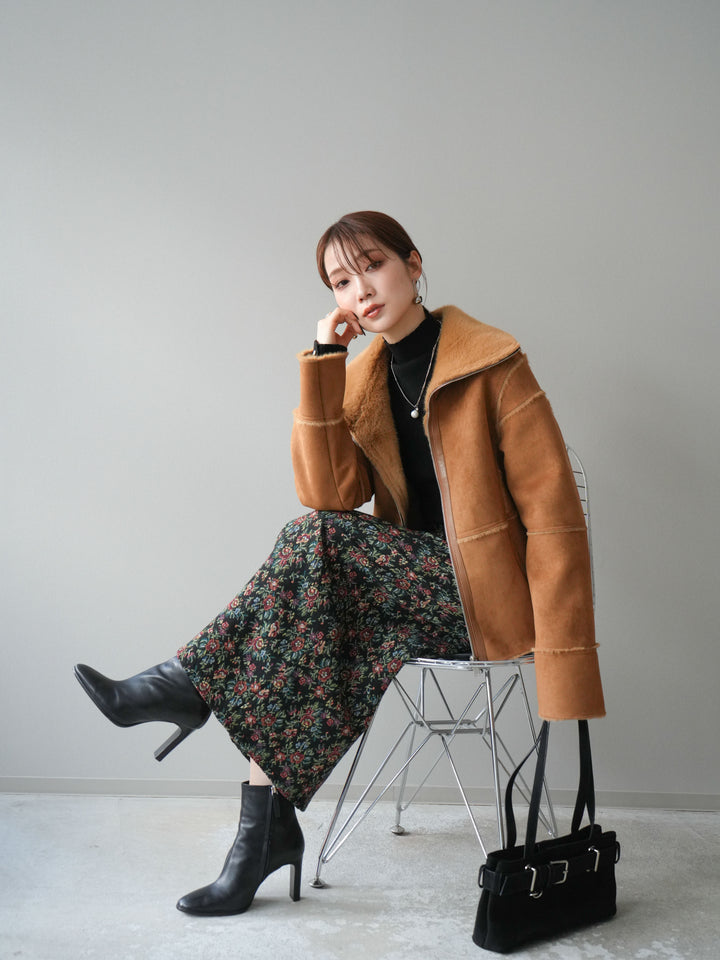 [予約]スタンドカラームートンZIPジャケット/camel