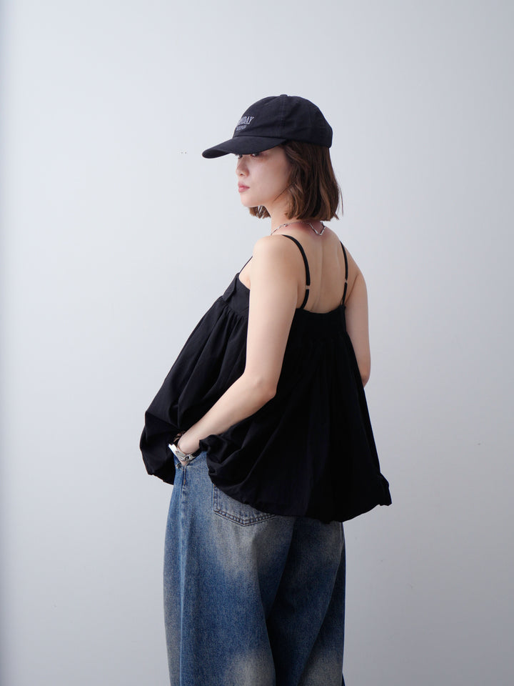 [予約]バックル付バルーンキャミトップス/black