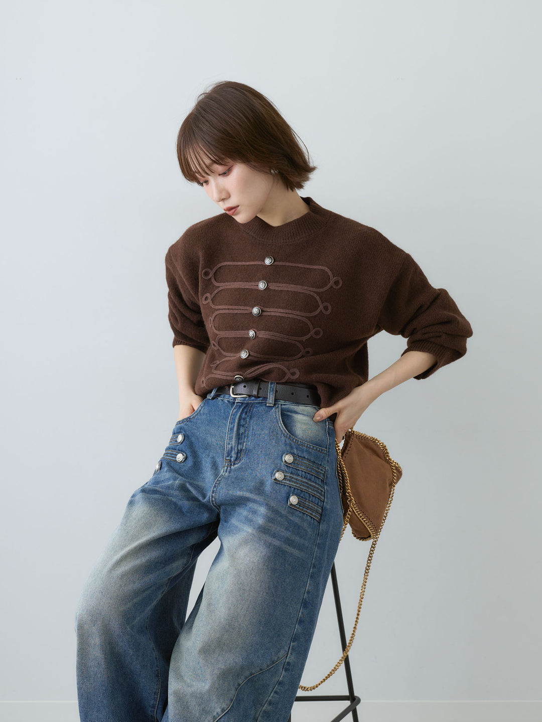 [予約]ナポレオンニットプルオーバー/brown