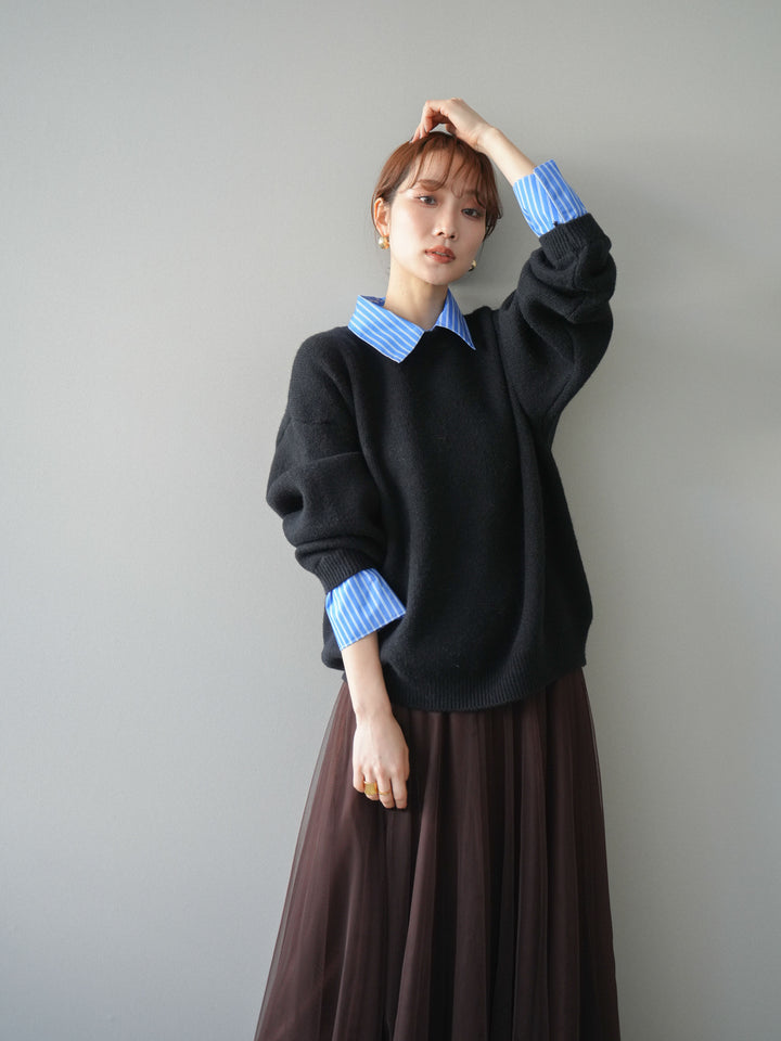 [予約]2WAY襟ニットプルオーバー/black