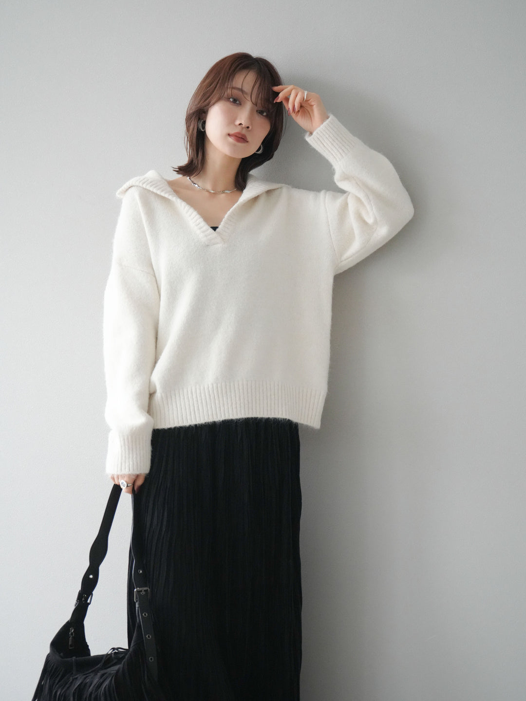 [SET]スキッパーニットプルオーバー+選べるアクセセット(2set)