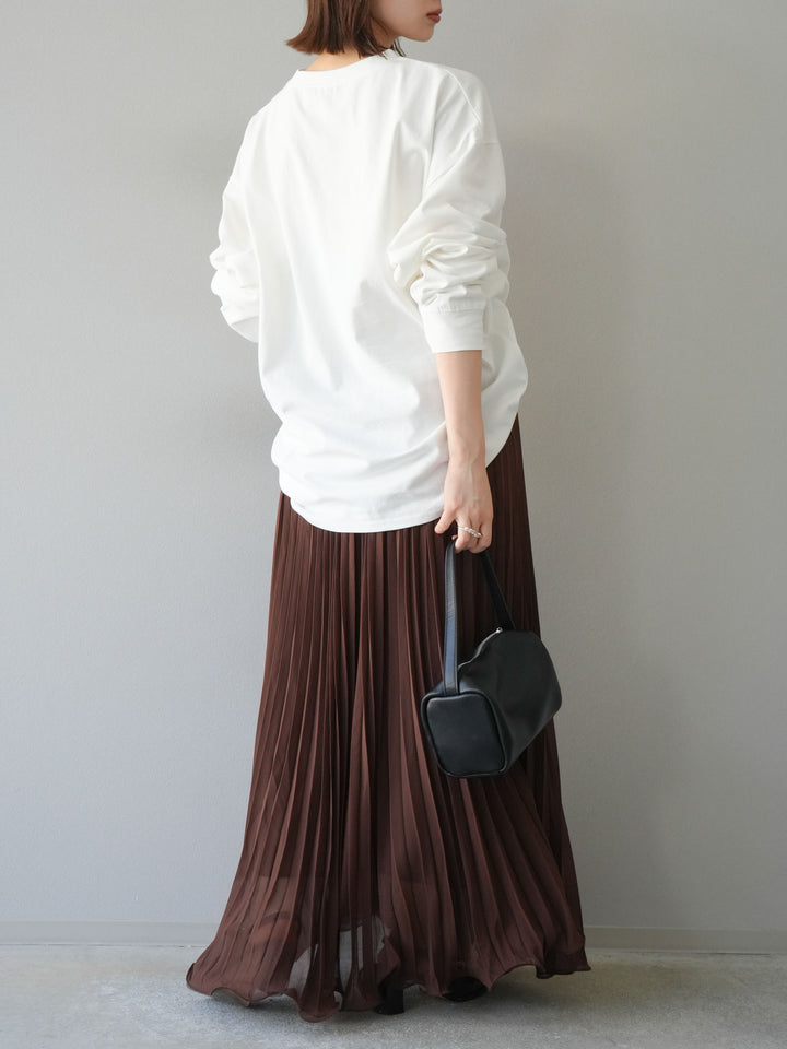 [予約]シフォンプリーツパイピングスカート/ブラウン
