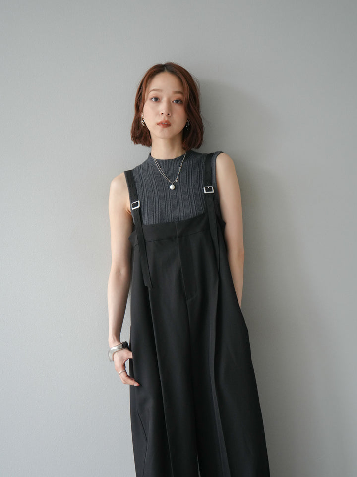 [予約]スリーブレスランダムリブニットトップス/グレー