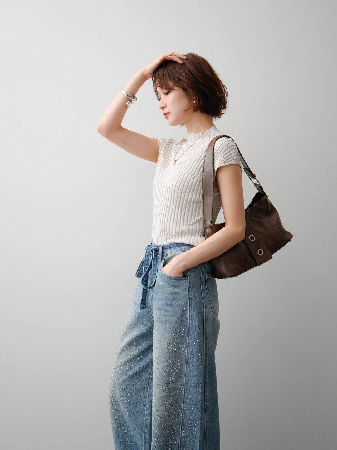 【套裝】Mode Line 羅紋法式針織上衣 + 配件套裝（2 套可選）