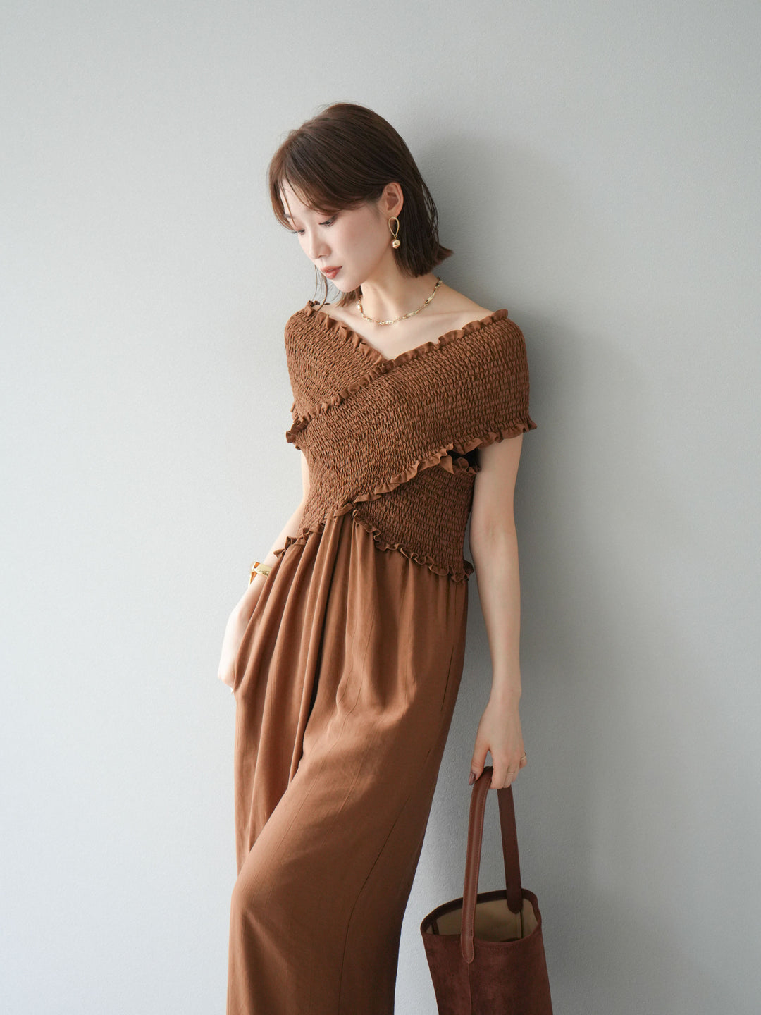 [SET]シャーリングクロスサロペット+シャーリングクロスサロペット(2set)