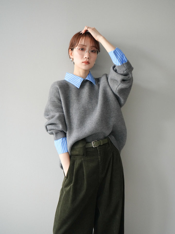 [予約]2WAY襟ニットプルオーバー/gray