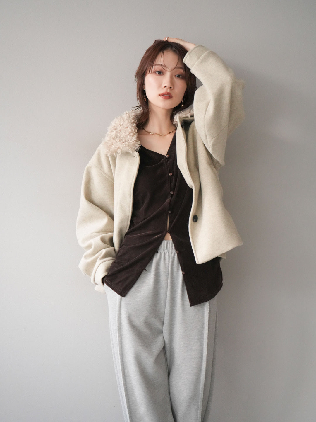 [予約]ロービングボアえりブルゾン/ivory