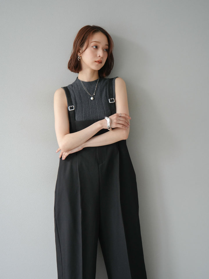 [予約]スリーブレスランダムリブニットトップス/グレー