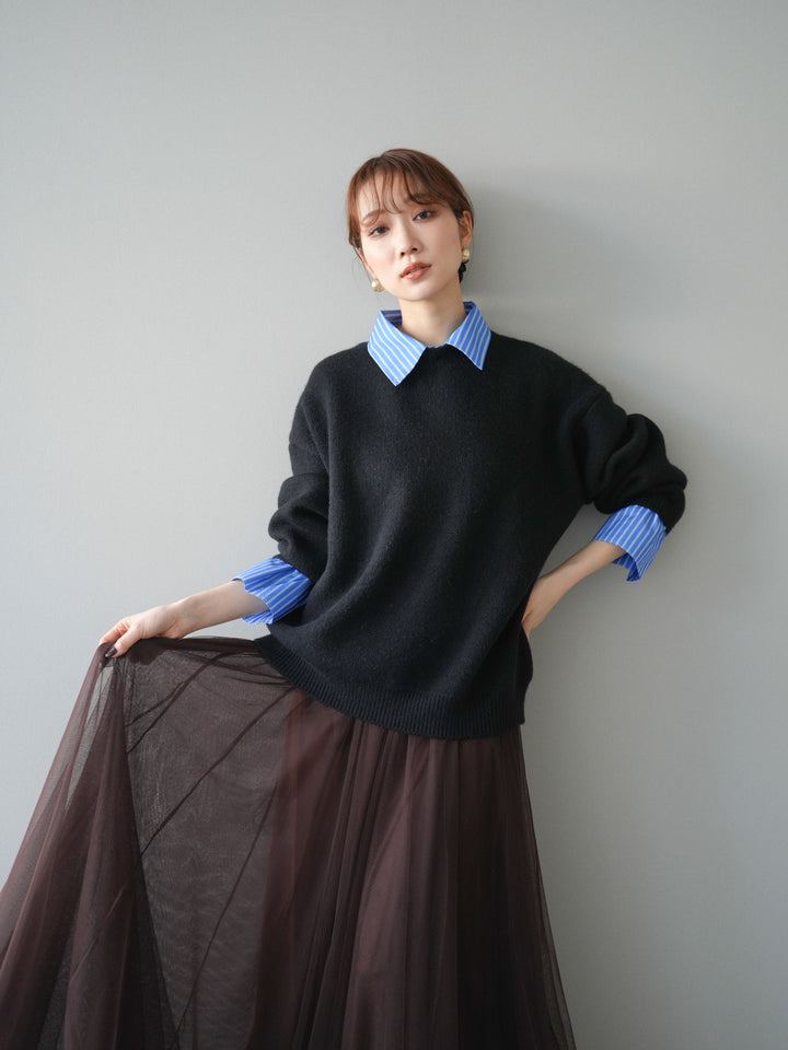 [予約]2WAY襟ニットプルオーバー/black