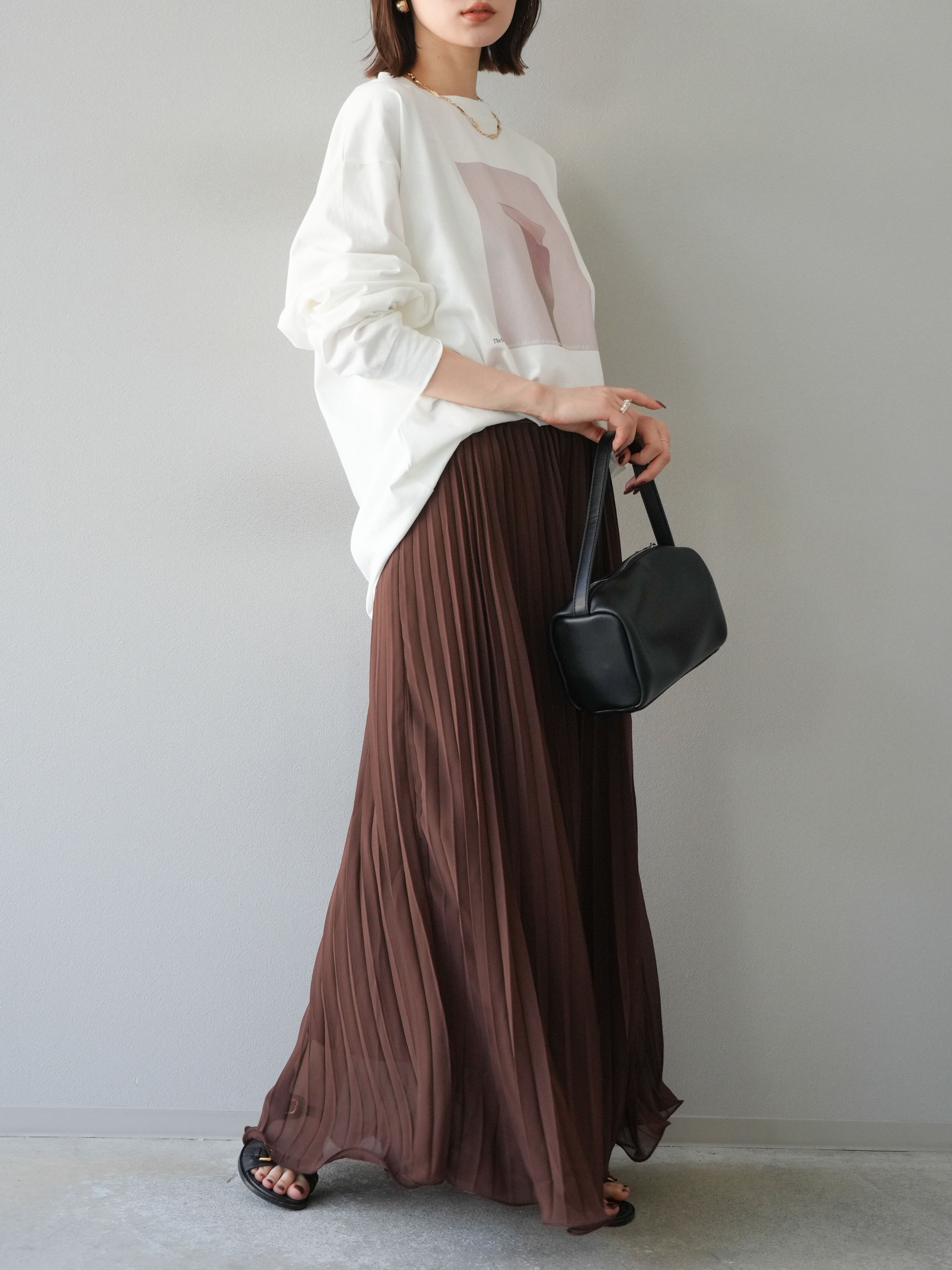 エブール シルクシフォンスカート ブラウン 36 予約]シフォンプリーツパイピングスカート/ブラウン – Lumier