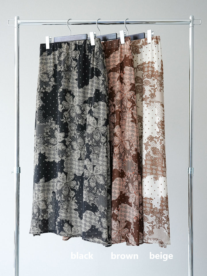 [SET] 花朵圖案法式袖襯衫 + 花朵圖案喇叭裙 (2 套)