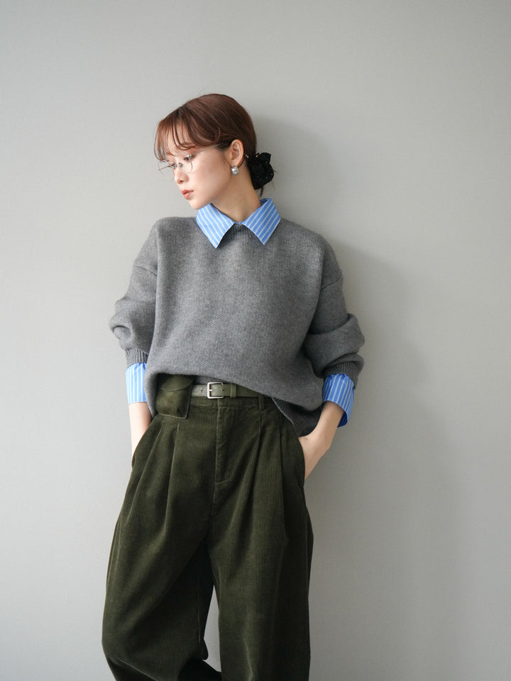 [予約]2WAY襟ニットプルオーバー/gray