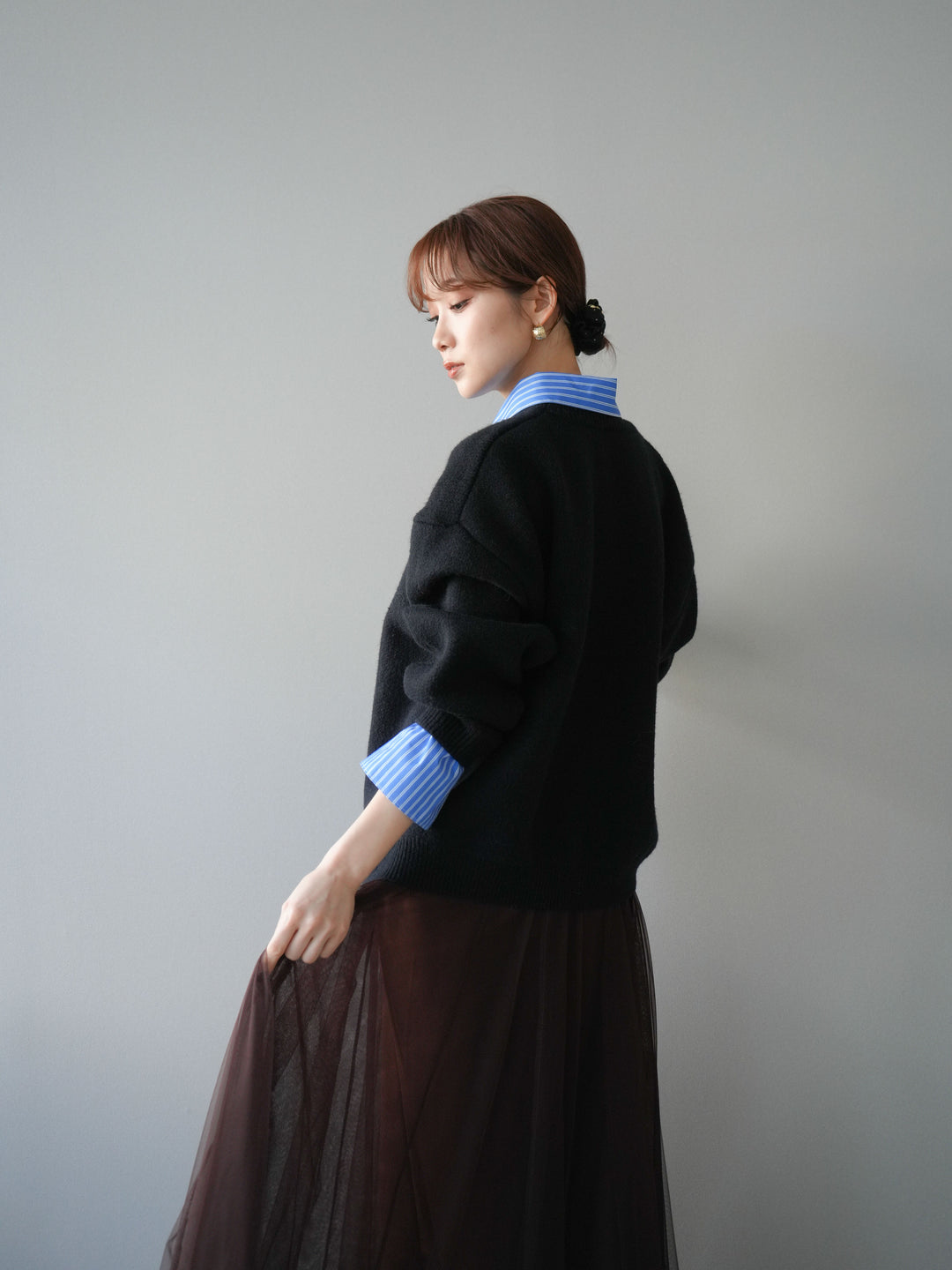 [予約]2WAY襟ニットプルオーバー/black