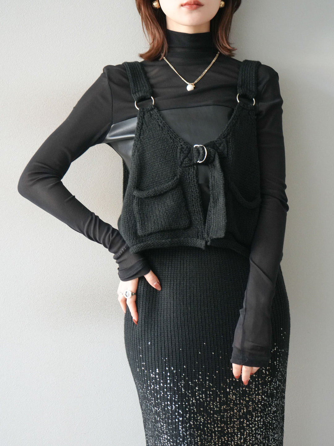 [予約]ニットビスチェ/black