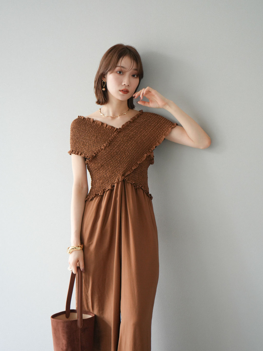 [SET]シャーリングクロスサロペット+シャーリングクロスサロペット(2set)