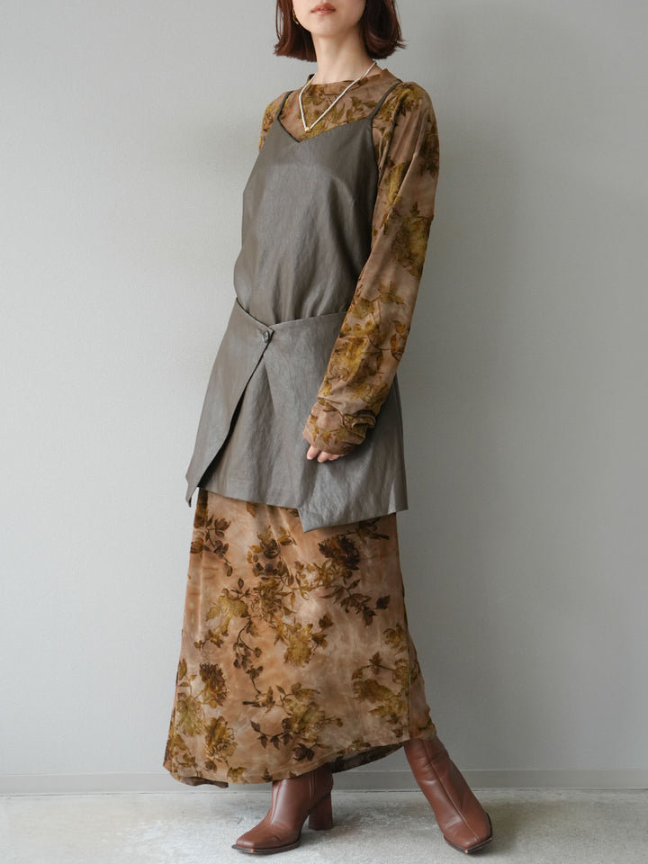 [予約]レイヤードレザーキャミソールチュニック/ブラウン