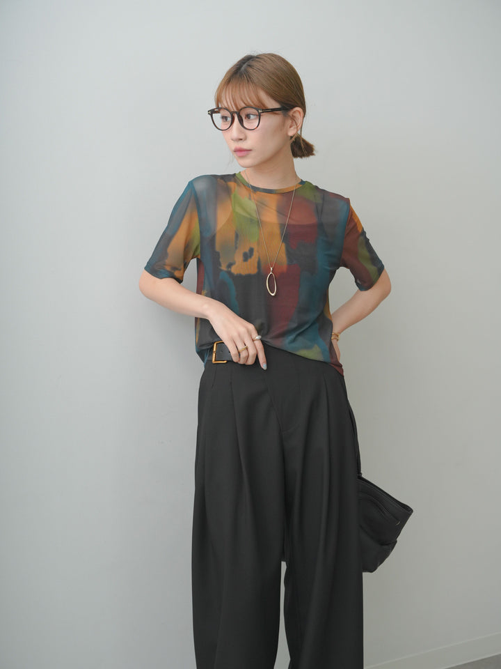 [SET]水彩アートシアーTシャツ+選べるアクセセット(2set)