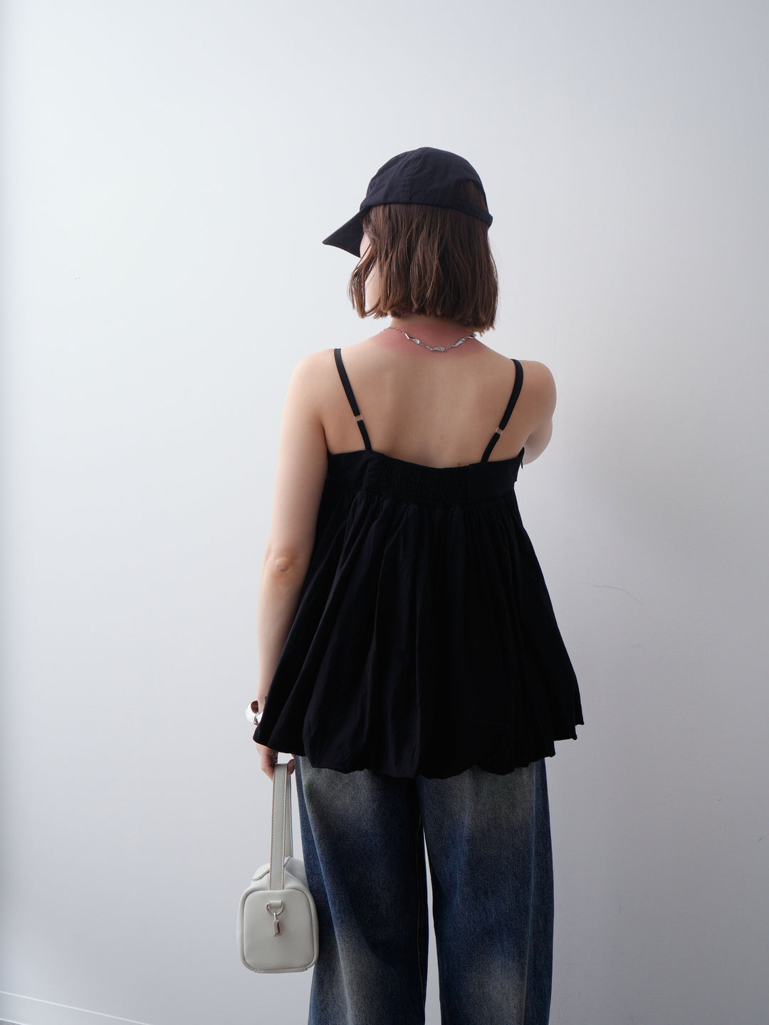 [予約]バックル付バルーンキャミトップス/black