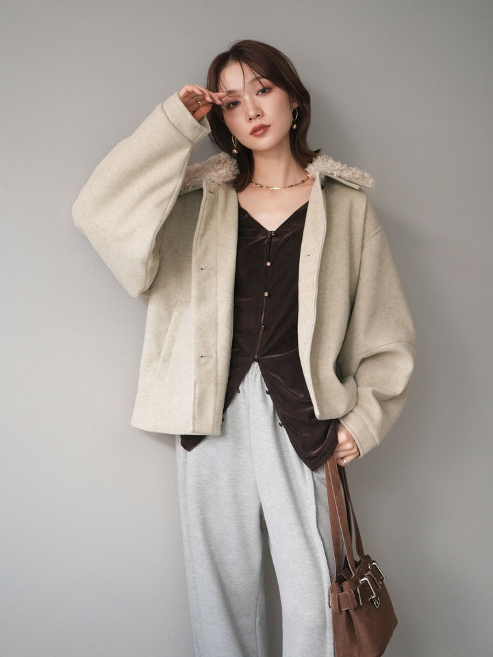 [予約]ロービングボアえりブルゾン/ivory