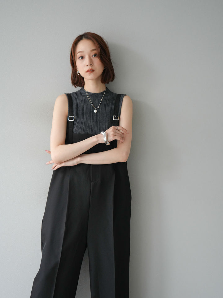 [予約]スリーブレスランダムリブニットトップス/グレー