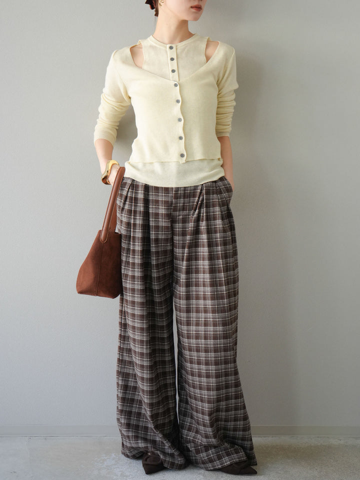 [予約]レイヤードデザインニットカーディガン/アイボリー