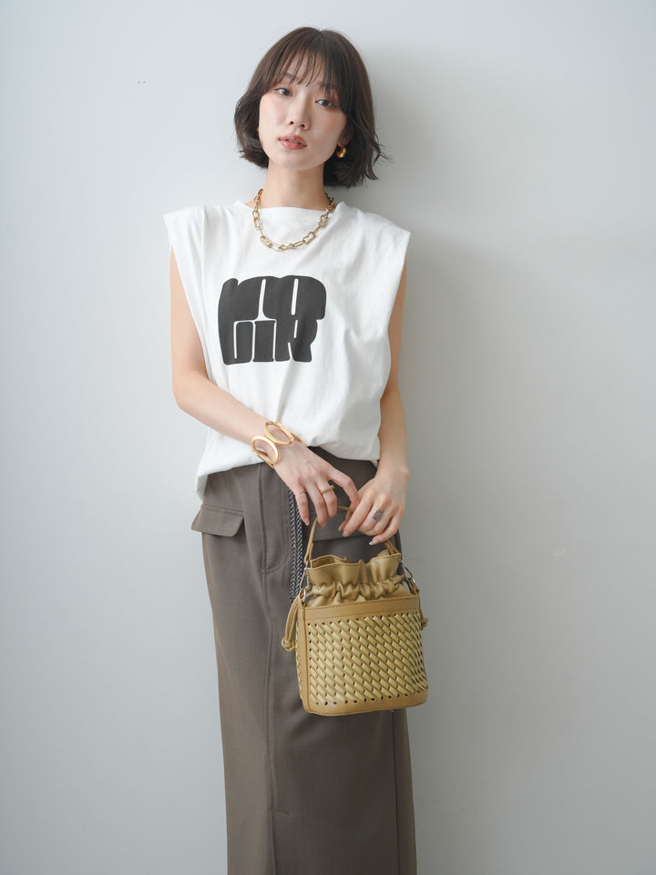 [予約]ショルダータックノースリーブオーバーTEE/off