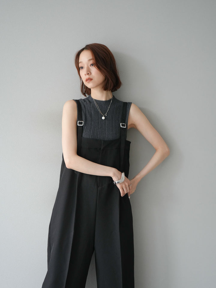 [予約]スリーブレスランダムリブニットトップス/グレー