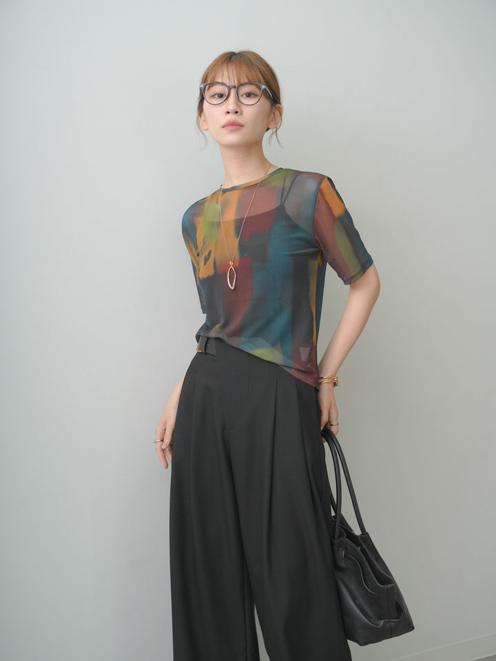 [SET]水彩アートシアーTシャツ+選べるアクセセット(2set)