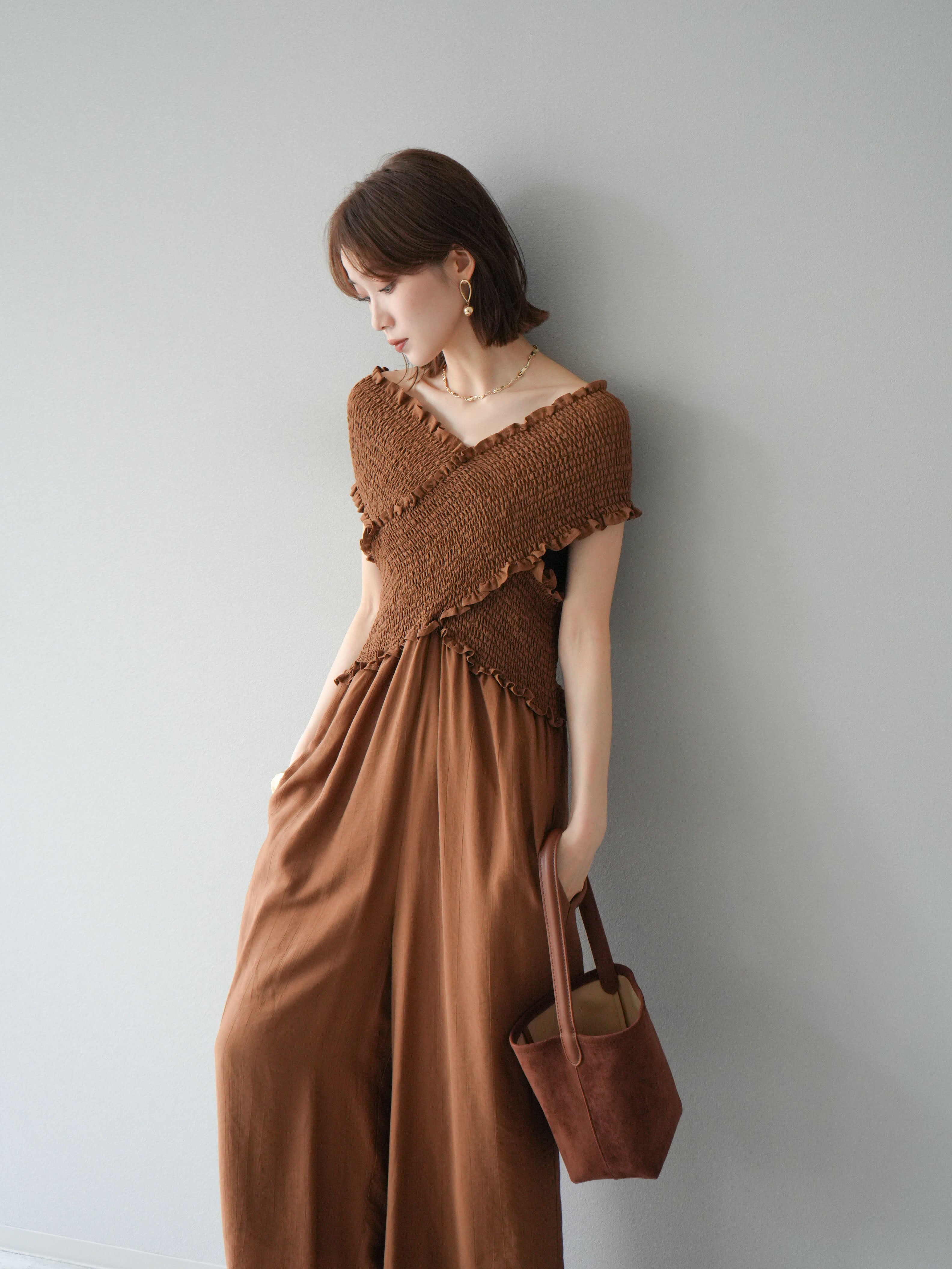 SET]シャーリングクロスサロペット+シャーリングクロスサロペット(2set